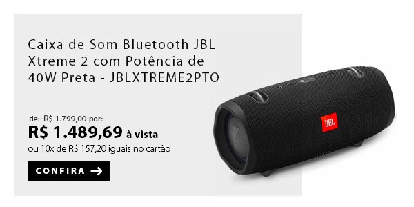 BANNER 2 - Caixa de Som Bluetooth JBL Xtreme 2 com Potência de 40W Preta - JBLXTREME2PTO