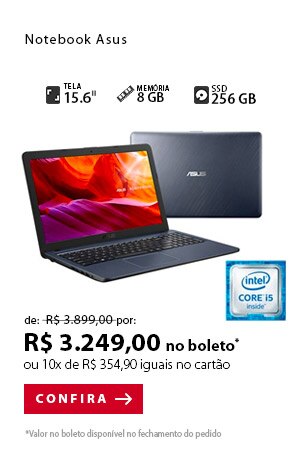 PRODUTO 5 - Notebook Asus Core I5 6200U, Intel HD Graphics 520